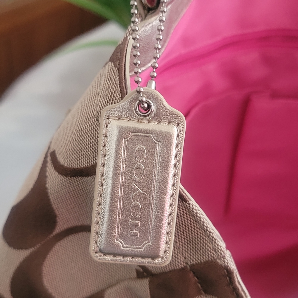 Coach Signature Brown and Pink Tote Bag - Picture 6 of 14